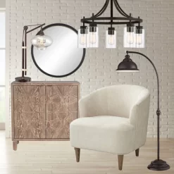 Franklin Iron Works Wyatt II Industrial Rustic Farmhouse Arc Floor Lamp 66" Tall Dark Bronze Brown Metal For Living Room Reading Bedroom Office House -Lighting Specialty Shop GUEST a87803e4 bc27 4712 ba99 b04be4397429