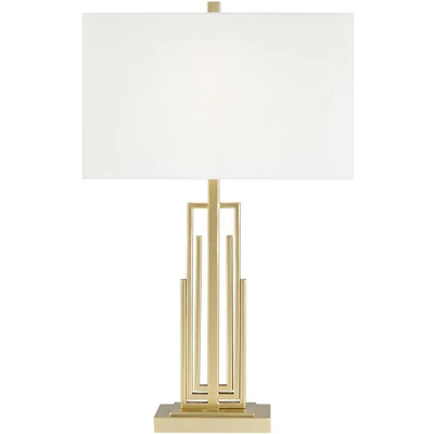 360 Lighting Sonia Modern Table Lamps 29 1/2" Tall Set Of 2 Gold Metal With Dual USB Charging Ports White Rectangular Shade For Bedroom Living Room 7 360 Lighting Sonia Modern Table Lamps 29 1/2" Tall Set Of 2 Gold Metal With Dual USB Charging Ports White Rectangular Shade For Bedroom Living Room - Image 7