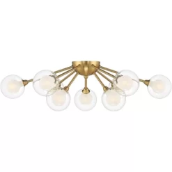 Possini Euro Design Spheres Modern Ceiling Light Flush Mount Fixture 28" Wide Warm Brass 9-Light LED Clear Globe Glass For Bedroom Kitchen Living Room -Lighting Specialty Shop GUEST abade089 293e 4379 bc21 affd77434d6d