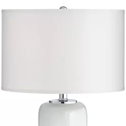 Possini Euro Design Modern Table Lamp With USB Charging Port And Nightlight LED 25" High Blue Art Glass White Shade For Bedroom Desk (Color May Vary) -Lighting Specialty Shop GUEST abb5061a 370a 41ff 8cef 7b6df6160770