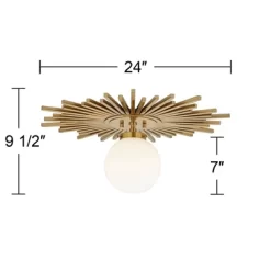 Possini Euro Design Hazel Modern Ceiling Light Semi Flush Mount Fixture 24" Wide Warm Brass White Globe Shade For Bedroom Kitchen Living Room Hallway -Lighting Specialty Shop GUEST abd1820f 6891 4ab0 a543 8a21515dfd36
