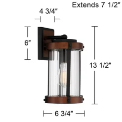 John Timberland Stan Industrial Outdoor Wall Light Fixture Dark Faux Wood Black 13 1/2" Clear Glass For Post Exterior Barn Deck House Porch Yard Patio -Lighting Specialty Shop GUEST ac71bbdf 9abc 4b25 809d 00109ae560dd