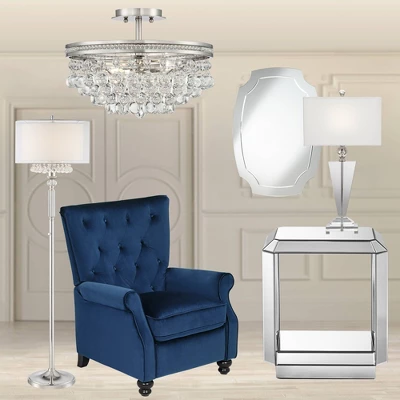 Vienna Full Spectrum Wohlfurst Modern Ceiling Light Semi Flush Mount Fixture 16" Wide Brushed Nickel 3-Light Clear Crystal For Bedroom Living Room 6 Vienna Full Spectrum Wohlfurst Modern Ceiling Light Semi Flush Mount Fixture 16" Wide Brushed Nickel 3-Light Clear Crystal For Bedroom Living Room - Image 6