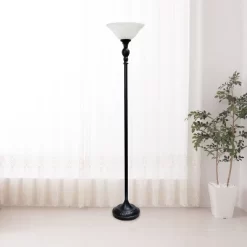1 Light Torchiere Floor Lamp With Marbleized Glass Shade Black/Brown - Elegant Designs 10 1 Light Torchiere Floor Lamp With Marbleized Glass Shade Black/Brown - Elegant Designs -Lighting Specialty Shop GUEST adad5958 dfb0 439d 9502 77dfbf9e6f37
