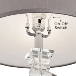 Vienna Full Spectrum Traditional Table Lamp With USB Charging Port 25" High Crystal Gray Shade Living Room Desk Bedroom House Bedside -Lighting Specialty Shop GUEST ae02a988 f0e2 4f95 97b2 70960df6d2e6