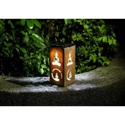 Techko Maid LED Solar 10.8" Portable Buddha Cut Out Decorative Outdoor Lantern Clear -Lighting Specialty Shop GUEST ae4ece9c b15b 4beb a67b 55f67cf130ec