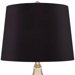 360 Lighting Castine Modern Accent Table Lamps 22" High Set Of 2 Mercury Glass With USB Charging Port Black Faux Silk Shade For Bedroom Bedside Desk -Lighting Specialty Shop GUEST aea15a16 479c 499b 9943 2a59055ce137
