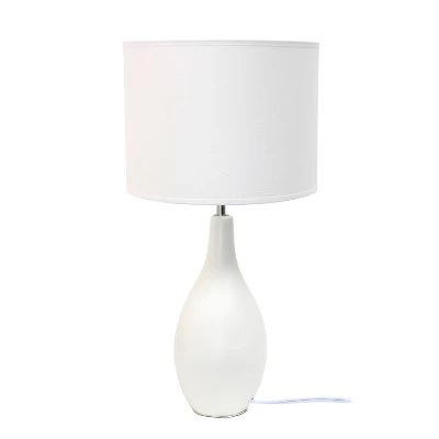 18.11" Traditional Standard Ceramic Dewdrop Table Desk Lamp With Matching Fabric Shade Off-White - Creekwood Home 3 18.11" Traditional Standard Ceramic Dewdrop Table Desk Lamp With Matching Fabric Shade Off-White - Creekwood Home - Image 3