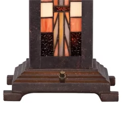 Robert Louis Tiffany Alfred Mission Table Lamp 26" High Bronze With Nightlight Stained Art Glass Shade For Bedroom Living Room Bedside Nightstand Home -Lighting Specialty Shop GUEST b08b87e6 3b67 4533 8d96 2117f91e007b