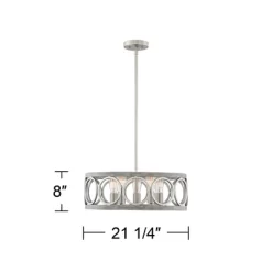 Franklin Iron Works Salima Brushed Nickel Gray Pendant Chandelier 21 1/4" Wide Farmhouse Rustic LED 5-Light Fixture For Dining Room Kitchen Island -Lighting Specialty Shop GUEST b096375e fadd 4075 b4af 76c329272c4a