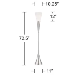Possini Euro Design Piazza Modern Torchiere Floor Lamp 72 1/2" Tall Brushed Nickel Metal Frosted White Glass Shade For Living Room Bedroom Office Home -Lighting Specialty Shop GUEST b0bb1c55 87f2 48b0 8824 8d3003b83b64