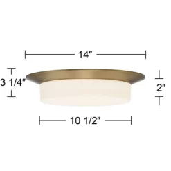 Possini Euro Design Melber Modern Ceiling Light Flush Mount Fixture 14" Wide Warm Brass Gold 3-Light Opal White Glass Shade For Bedroom Living Room -Lighting Specialty Shop GUEST b285aa94 b8ac 4620 8846 61d63a9bf1a8