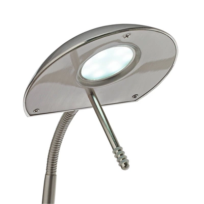 360 Lighting Casper Traditional Pharmacy Floor Lamp 63" Tall Brushed Nickel 2-Light LED Adjustable Arm Swivel Head For Living Room Bedroom 2 360 Lighting Casper Traditional Pharmacy Floor Lamp 63" Tall Brushed Nickel 2-Light LED Adjustable Arm Swivel Head For Living Room Bedroom - Image 2