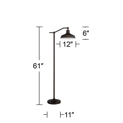 360 Lighting Kayne Rustic Farmhouse Floor Lamp Standing 61" Tall Satin Bronze Metal Downbridge Shade For Living Room Reading Bedroom Office House Home 6 360 Lighting Kayne Rustic Farmhouse Floor Lamp Standing 61" Tall Satin Bronze Metal Downbridge Shade For Living Room Reading Bedroom Office House Home - Image 6