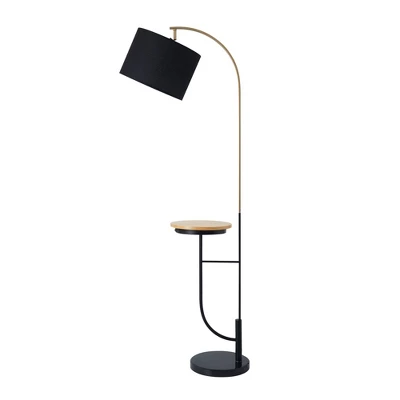 65" Lana Arc Floor Lamp With Table And USB Port Black - Teamson Home 3 65" Lana Arc Floor Lamp With Table And USB Port Black - Teamson Home - Image 3