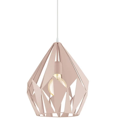 1-Light Carlton Geometric Pendant With Pastel Apricot Shade - EGLO 1 1-Light Carlton Geometric Pendant With Pastel Apricot Shade - EGLO