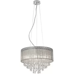 Possini Euro Design Jolie Chrome Chandelier Lighting 20" Wide Modern Crystal Silver Fabric Shade 7-Light Fixture For Dining Room House Kitchen Island -Lighting Specialty Shop GUEST b5a3f889 4381 402d 9fe1 a088bafb958c