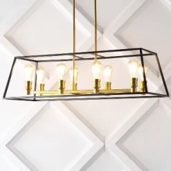 35" 8-Light Liane Farmhouse Industrial Iron Linear LED Pendant Black/Brass Gold - JONATHAN Y 14 35" 8-Light Liane Farmhouse Industrial Iron Linear LED Pendant Black/Brass Gold - JONATHAN Y -Lighting Specialty Shop GUEST b614473c 2663 4e23 a8e5 3dc8dbfe6390