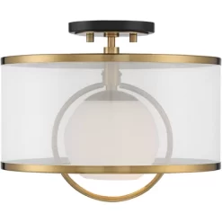 Possini Euro Design Carlyn Modern Art Deco Ceiling Light Semi Flush Mount Fixture 14" Wide Warm Brass Black Orb Organza Drum Shade For Bedroom Kitchen 9 Possini Euro Design Carlyn Modern Art Deco Ceiling Light Semi Flush Mount Fixture 14" Wide Warm Brass Black Orb Organza Drum Shade For Bedroom Kitchen -Lighting Specialty Shop GUEST b636f543 cf37 4ef9 b484 5f095e27f3ef