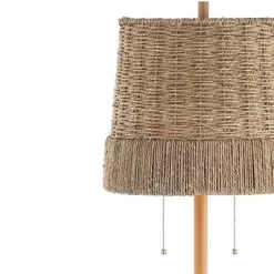 61" 2-Light Ocata Coastal Bohemian Iron/Rattan LED Floor Lamp With Pull-Chain Brown Wood (Includes LED Light Bulb) - JONATHAN Y -Lighting Specialty Shop GUEST b686463a bad1 48b1 98df 6208fdbe6191