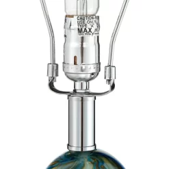 Possini Euro Design Pablo 27" Tall Modern Table Lamp Table Top Dimmer Blue Art Glass Single Living Room Bedroom Bedside Nightstand House White Shade -Lighting Specialty Shop GUEST b7a76058 aa84 4d19 aab8 7609c998d7e2