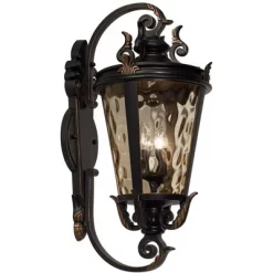 John Timberland Casa Marseille Rustic Outdoor Wall Light Fixture Veranda Bronze Ornate Scroll 36" Champagne Hammered Glass For Post Exterior Barn Deck -Lighting Specialty Shop GUEST b82dfa81 516a 4e95 a6eb 83bd3deb684e