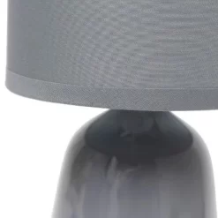 10.04" Traditional Ceramic Thimble Base Bedside Table Desk Lamp With Matching Fabric Shade Gray - Simple Designs -Lighting Specialty Shop GUEST b8b20e45 d632 4887 8a41 a782c5a37c8e