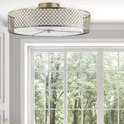 18.25" Leyla Glam Brushed Semi-Flush Mount Ceiling Fixture Sconce Gold - River Of Goods -Lighting Specialty Shop GUEST bc8f5145 dbd4 4049 98ec 7d5865380b6e