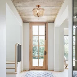 14" LED 3-Light Allie Wood Bead/Iron Pendant Antique Gold/Taupe - JONATHAN Y -Lighting Specialty Shop GUEST bdfbc2a3 b535 4cd8 bd43 817228a3e974