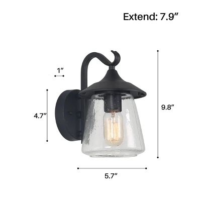 9.8" Metal/Glass Outdoor Lamp Black - LNC 11 9.8" Metal/Glass Outdoor Lamp Black - LNC - Image 11