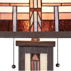 Robert Louis Tiffany Alfred Mission Table Lamp 26" High Bronze With Nightlight Stained Art Glass Shade For Bedroom Living Room Bedside Nightstand Home -Lighting Specialty Shop GUEST bed6e99c 6d3a 4743 aad3 b9c5a081b43c