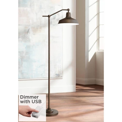 360 Lighting Rustic Downbridge Floor Lamp With USB Charging Port 61" Tall Satin Bronze Metal Dome Shade Living Room Reading House 1 360 Lighting Rustic Downbridge Floor Lamp With USB Charging Port 61" Tall Satin Bronze Metal Dome Shade Living Room Reading House