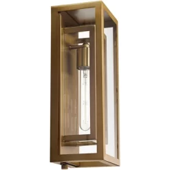 Possini Euro Design Modern Outdoor Wall Light Fixture Brass 16 1/4" Clear Glass Panel For Exterior Barn Deck House Porch Yard Patio Outside Garage -Lighting Specialty Shop GUEST bfe425ca 3c01 49d9 a5c5 4f41d31df1fc