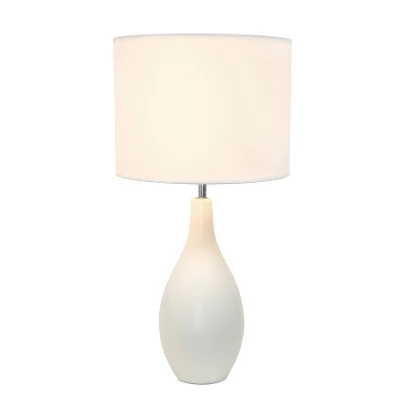 18.11" Traditional Standard Ceramic Dewdrop Table Desk Lamp With Matching Fabric Shade Off-White - Creekwood Home 5 18.11" Traditional Standard Ceramic Dewdrop Table Desk Lamp With Matching Fabric Shade Off-White - Creekwood Home - Image 5