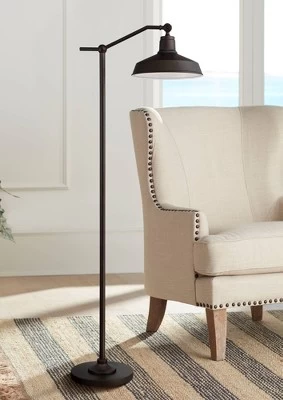 360 Lighting Kayne Rustic Farmhouse Floor Lamp Standing 61" Tall Satin Bronze Metal Downbridge Shade For Living Room Reading Bedroom Office House Home 1 360 Lighting Kayne Rustic Farmhouse Floor Lamp Standing 61" Tall Satin Bronze Metal Downbridge Shade For Living Room Reading Bedroom Office House Home