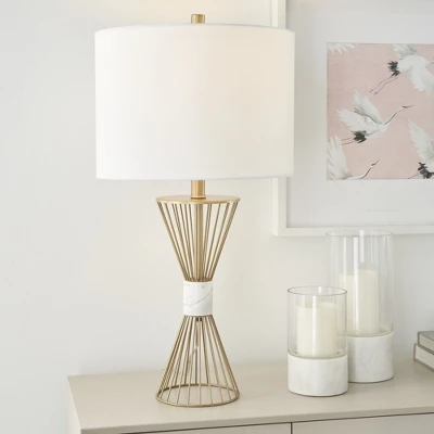 27" Gold Metal Wire With Marble Table Lamp - Nourison 3 27" Gold Metal Wire With Marble Table Lamp - Nourison - Image 3
