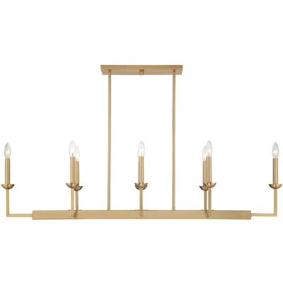 Possini Euro Design Kime Gold Linear Pendant Chandelier 50" Wide Modern 8-Light Fixture For Dining Room House Foyer Kitchen Island Entryway Bedroom 6 Possini Euro Design Kime Gold Linear Pendant Chandelier 50" Wide Modern 8-Light Fixture For Dining Room House Foyer Kitchen Island Entryway Bedroom - Image 6