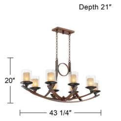 Franklin Iron Works Tafford Mahogany Wood Linear Pendant Chandelier 43 1/4" Wide Rustic Farmhouse Clear Glass 8-Light Fixture For Dining Room Kitchen -Lighting Specialty Shop GUEST c26f402d a13c 4e1e b6c4 d3d06e4f8dd8