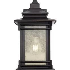 Franklin Iron Works Hickory Point Rustic Farmhouse Outdoor Wall Light Fixture Walnut Bronze 12" Frosted Cream Glass For Post Exterior Barn Deck House -Lighting Specialty Shop GUEST c3656fc7 2e56 4b3f 883f 6b18b1a9f9d7