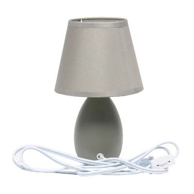 9.45" 2pk Petite Ceramic Oblong Bedside Table Desk Lamps With Matching Tapered Drum Shade Gray - Creekwood Home 5 9.45" 2pk Petite Ceramic Oblong Bedside Table Desk Lamps With Matching Tapered Drum Shade Gray - Creekwood Home - Image 5