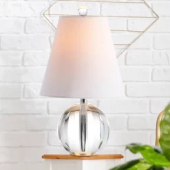 16" Crystal Ball/Metal Goddard Table Lamp (Includes LED Light Bulb) Clear - JONATHAN Y -Lighting Specialty Shop GUEST c5bce1cc f185 42d2 a656 36efaf58509e