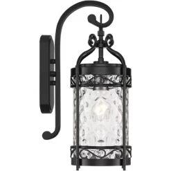 John Timberland Paseo Outdoor Vintage Wall Light Fixture Matte Black 19" Clear Hammered Glass For Post Exterior Barn Deck House Porch Yard Posts Patio -Lighting Specialty Shop GUEST c6a15f1b a0db 45a5 92b4 915898a14cac