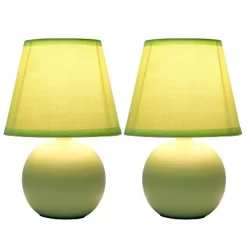 8.66" 2pk Petite Ceramic Orb Base Bedside Table Lamps With Matching Tapered Drum Shade Green - Creekwood Home 12 8.66" 2pk Petite Ceramic Orb Base Bedside Table Lamps With Matching Tapered Drum Shade Green - Creekwood Home -Lighting Specialty Shop GUEST c72338c5 98f0 416c a753 9a92ff10a5c0
