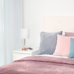 19.5" Bedside USB Port Feature Metal Table Desk Lamp Rose Gold With White Fabric Shade - Creekwood Home -Lighting Specialty Shop GUEST c82f919d 0481 40f4 9b67 e4d1f9e1c156