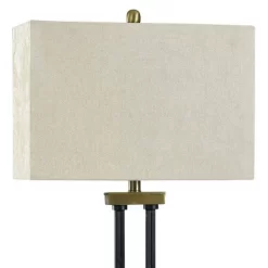 Mid-Century Modern Metal Desk Lamp With Linen Hardback Shade - StyleCraft