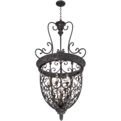 Franklin Iron Works French Scroll Rubbed Bronze Chandelier 27 1/2" Wide Rustic 12-Light Fixture For Dining Room House Kitchen Island Entryway Bedroom -Lighting Specialty Shop GUEST c8578ff1 4470 4db6 8652 8f1c55418276