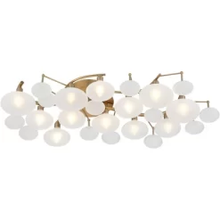 Possini Euro Design Lilypad Modern Ceiling Light Semi Flush Mount Fixture 30 1/4" Wide Warm Brass 12-Light Frosted Glass Shade For Bedroom Living Room -Lighting Specialty Shop GUEST c8b436d6 0799 4b71 b0e8 1b80aaa00f64