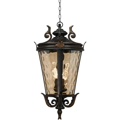 John Timberland Casa Marseille Vintage Rustic Outdoor Hanging Light Veranda Bronze 30" Champagne Hammered Glass Damp Rated For Post Exterior Barn 6 John Timberland Casa Marseille Vintage Rustic Outdoor Hanging Light Veranda Bronze 30" Champagne Hammered Glass Damp Rated For Post Exterior Barn - Image 6