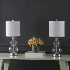 (Set Of 2) 22" Cora Classic Vintage Glass LED Table Lamp With USB Charging Port (Includes LED Light Bulb) - JONATHAN Y -Lighting Specialty Shop GUEST c92039ea 624f 436c a43c b2e67f7b8489
