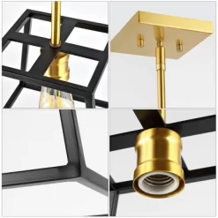9.25" 1-Light Girard Farmhouse Industrial Iron LED Pendant Black/Brass Gold - JONATHAN Y -Lighting Specialty Shop GUEST c92aaa37 9be1 4704 a8b5 aeaa0fb5af3c